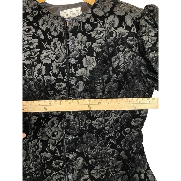 Vintage Scott McClintock Velvet Jacket 6 Strong Shoulder Peplum Goth Steampunk - Picture 8 of 8